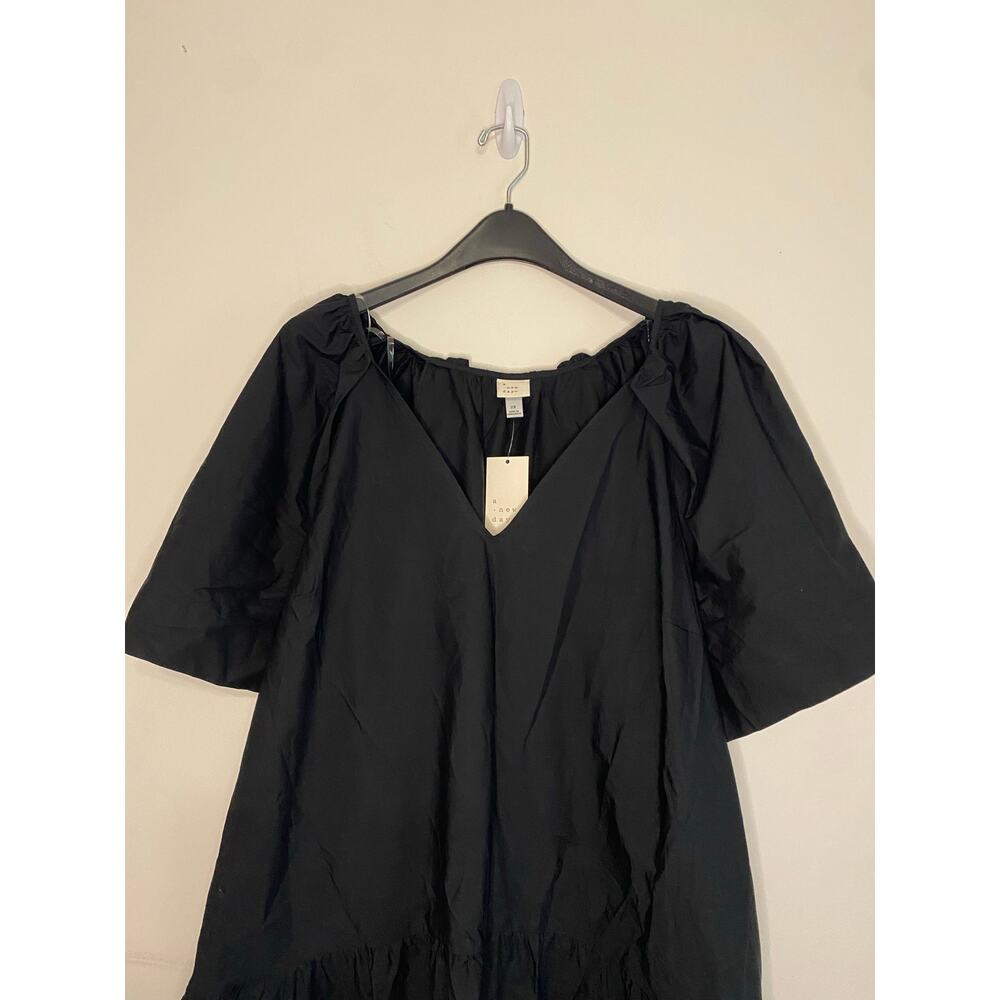 NWT Black Short Sleeve Dress Ruffles Lagenlook Minimalist Office Classic Size 2X - Picture 2 of 13